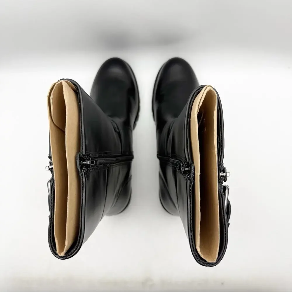 ECCO Womens Modtray Moto Mid Calf Boots EU 38 US 7-7.5 Black Leather NWOB